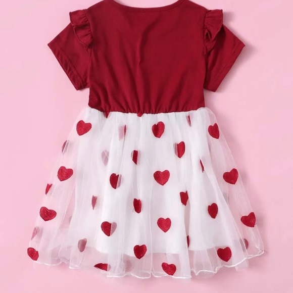 Valentine Love Ruffle Dress with Embroidered heart tutu 5/6 - Picture 2 of 3
